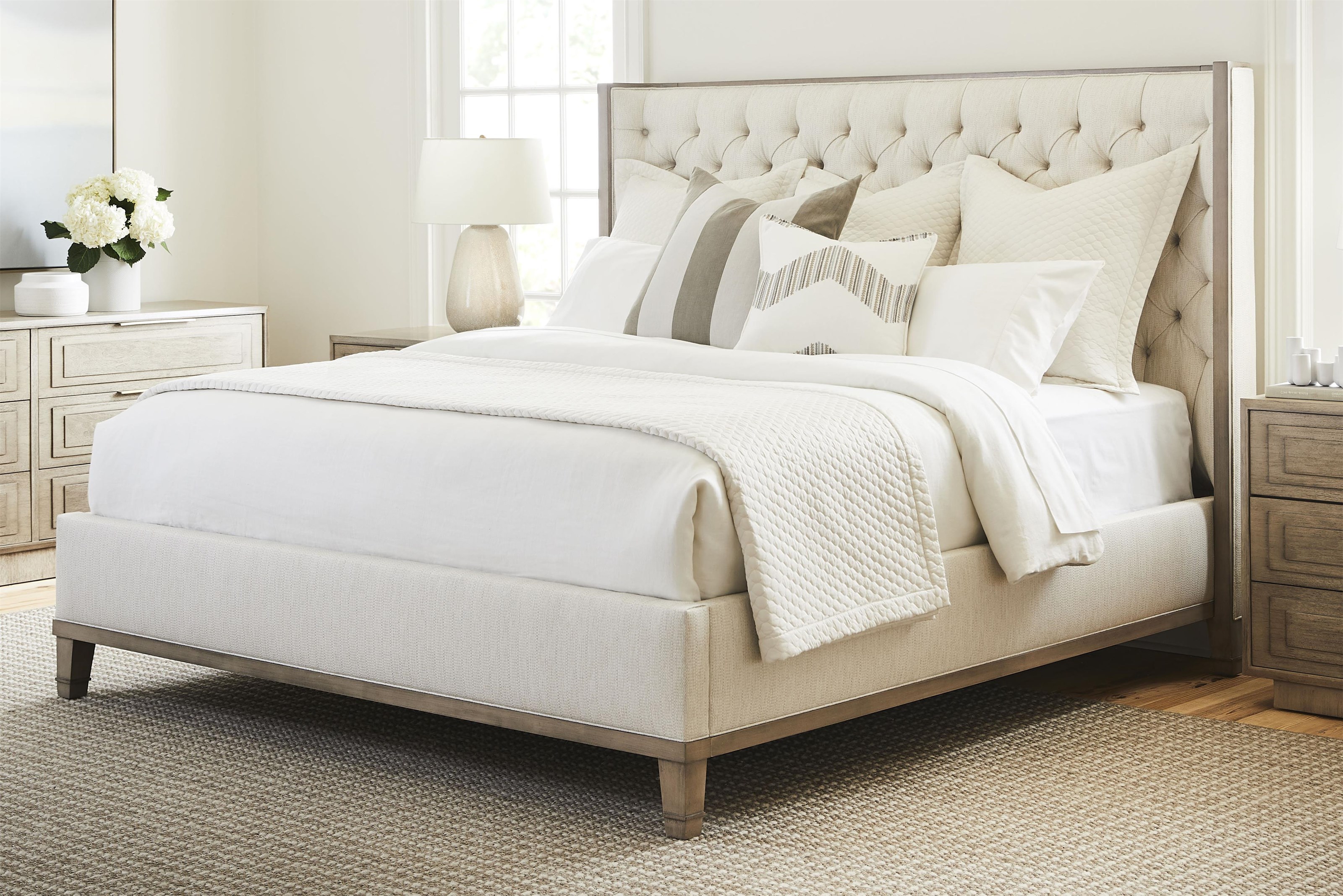 Weiss upholstered shop sleigh bed